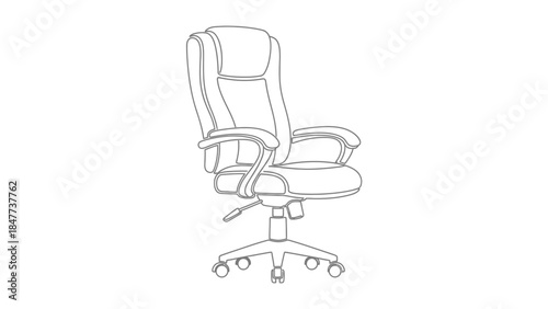 Minimalist Line Drawing of Ergonomic Office Chair in Contemporary Style