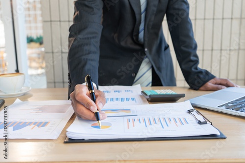 Canvas Print Experienced lawyer providing legal guidance in office, reviewing contracts, documents, finance, justice matters, advising clients during meetings and transactions professionally