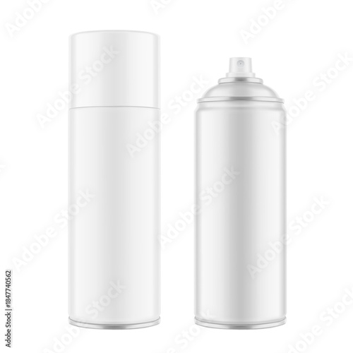 Aerosol spray can mockup. Vector illustration isolated on white background. Easy to use for presentation your product, idea, design. EPS10.