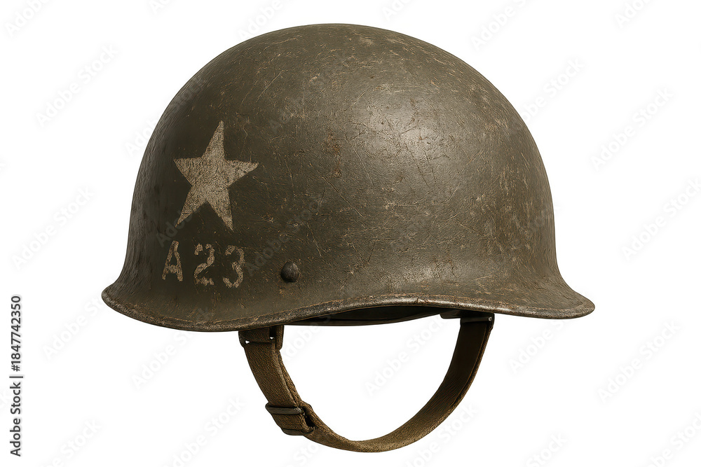 Obraz premium World War II M1 Helmet on transparent background; Authentic US Army gear.