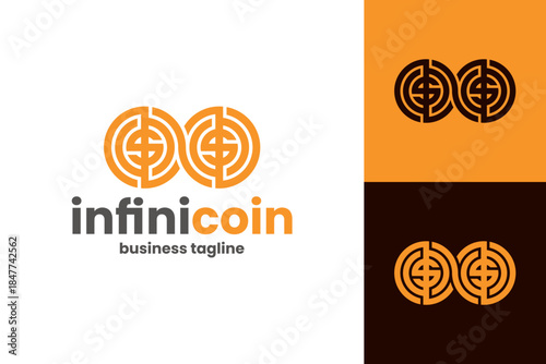 infinite crypto coin logo vector