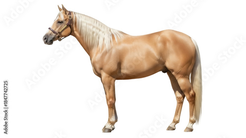 Fotografija Palomino horse PNG isolated on transparent background, golden color equine with