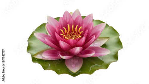Obraz na plátně Vibrant pink water lily isolated PNG on transparent background, beautiful aquati