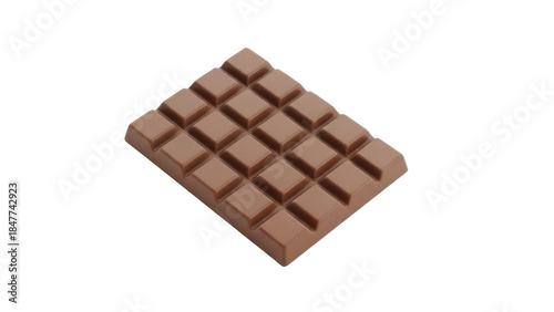 Milk chocolate bar isolated PNG, delicious sweet treat with breakable squares on transparent background, confectionery dessert for snack