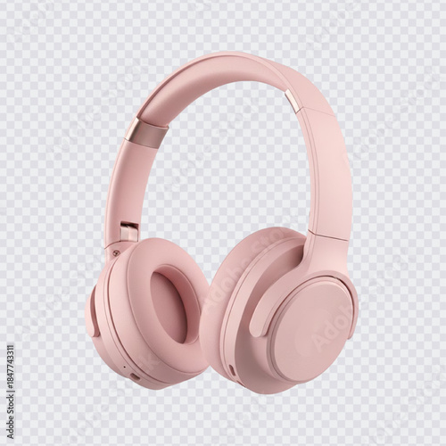 Stylish matte pink over-ear wireless headphones with premium cushioned ear cups, adjustable headband, and sleek rose gold accents. Perfect!