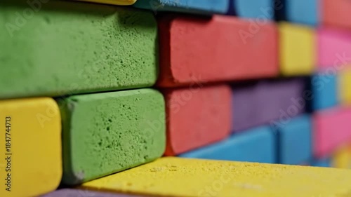 Colorful Foam Blocks - A Close-Up Look at Playful Construction and Creative Building.