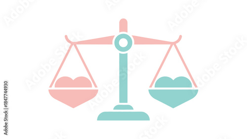 Minimalist pastel-colored balance scale illustrating justice and fairness for legal and ethical