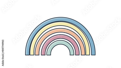 Minimalist pastel-colored rainbow illustration featuring soft hues and smooth curves for modern