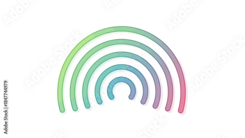 Minimalist pastel-colored rainbow design with soft gradient arcs for modern decor