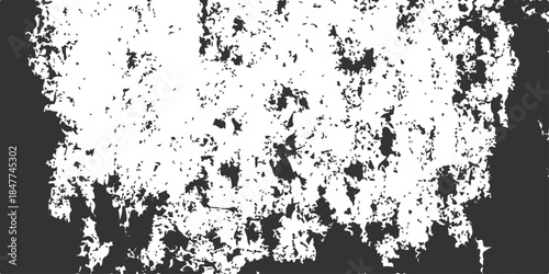 Vintage floral art design featuring a black ink splash texture and dirty grunge paint splat on a vector illustration background with a decorative nature ornament border