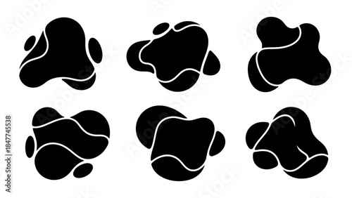 Abstract fluid shapes black and white organic blobs and blobs for design projects