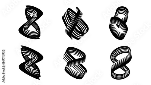 Abstract Infinity Loop Symbol Designs with a Modern Stylized Brushstroke Aesthetic