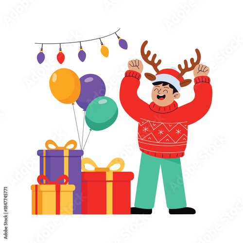 Have a look at this amazing illustration of a man celebrating christmas event