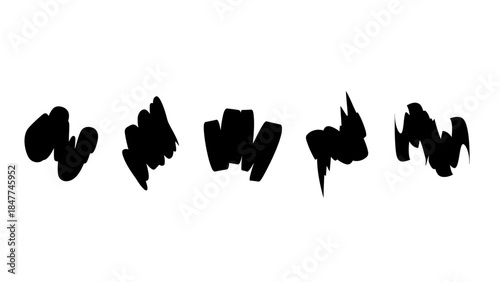 Black ink brush strokes abstract design elements on white background artistic abstract