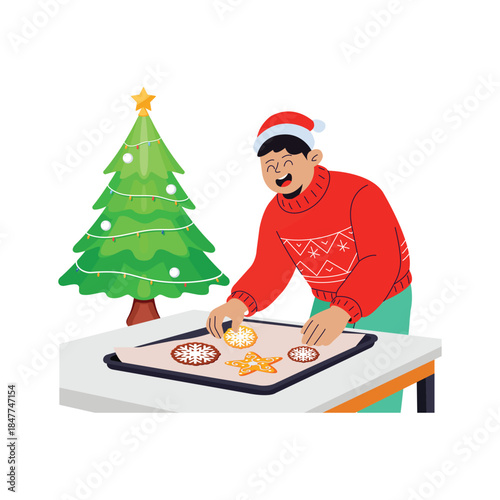 Take a look at this amazing flat illustration of Christmas preparation