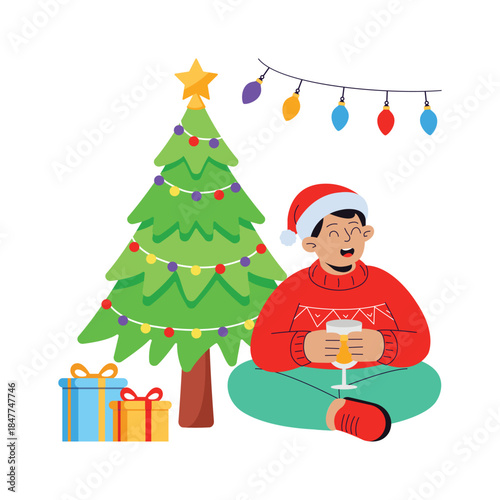 Take a look at this amazing flat illustration of christmas party