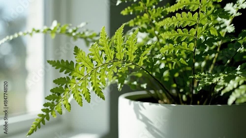 Fern in White Pot by Window - A Touch of Green Indoors.