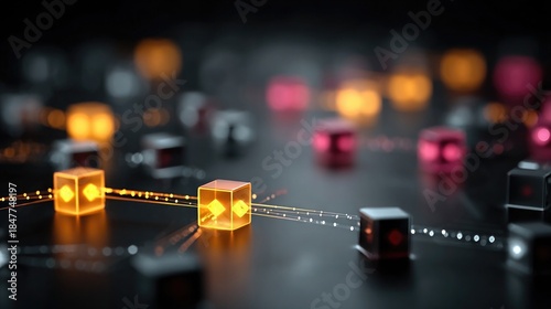 Neon supply chain visuals with glowing arrows, connected nodes, and digital logistics representation for modern business operations