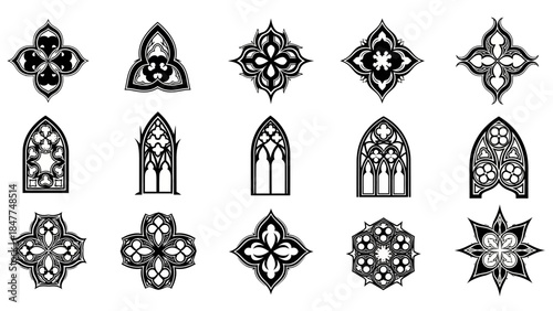 Gothic Architectural Elements and Decorative Ornaments Collection