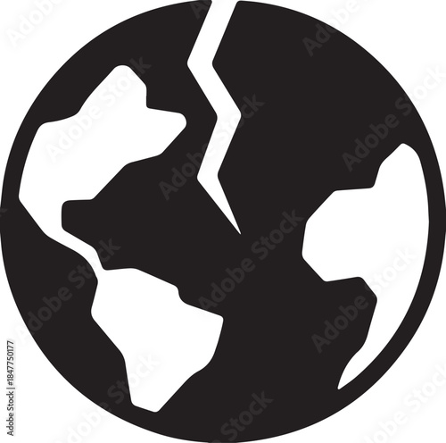  Silhouette broken globe shattered earth crisis conceptual vector Illustrator