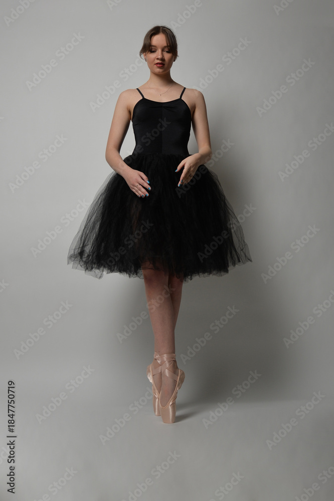 Naklejka premium ballerina, bekleidung, gestalten, person, leitbild, frau, ballerina, tanzoutfit, tütü, bastrock, schönheit, stil, haar, black, atelier, glamour, posing, leute, elegant, eleganz, bein, rock, 1, körper,