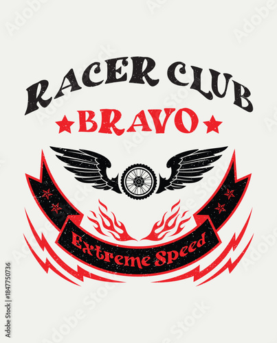 Racer Club Bravo Emblem – Winged Wheel Extreme Speed Graphic