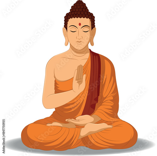 Gautam Buddha Sitting Vector – Lord Buddha Meditation Pose Illustration