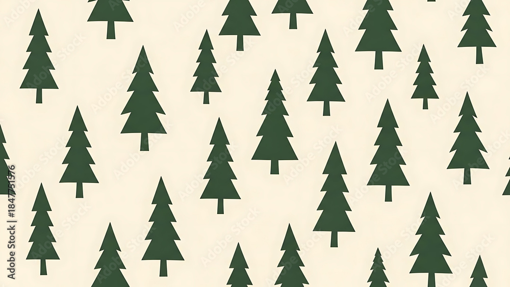 Obraz premium Minimal pine tree seamless pattern winter forest geometric christmas background scandinavian style textile design