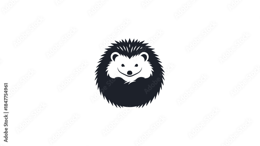 Fototapeta premium Hedgehog Illustration with Smiling Face.