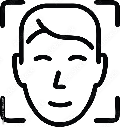 Facial recognition technology scanning a human face for identification and security purposes