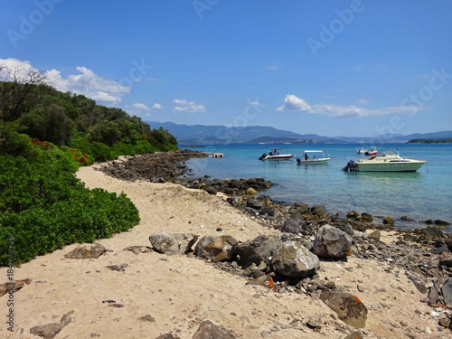 Greece - view on the coast of Monolia island next to the Lichadonisia beach