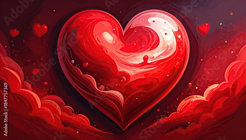 Vibrant Red Heart Symbol of Love and Passion Abstract Design.