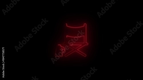 Red neon director chair with cup production