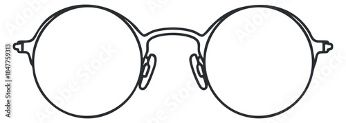 A pair of round eyeglasses in black and white outline vector style, ideal for fashion and eyewear branding