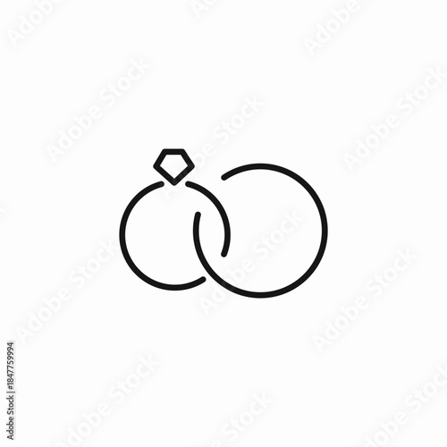 interlocking wedding rings icon sign vector
