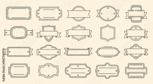 Minimalist Vintage Badge and Emblem Outline Set for Logo and Label Design
