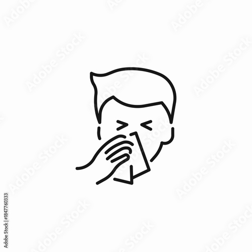 man blowing nose icon sign vector