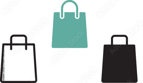 Three shopping bags icons on transparent background vector illustration set