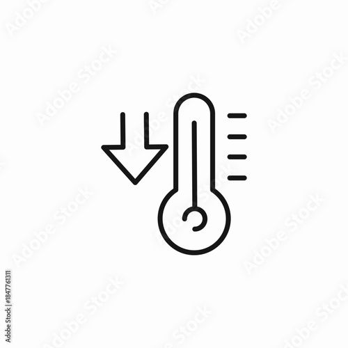 temperature decrease arrow icon sign vector