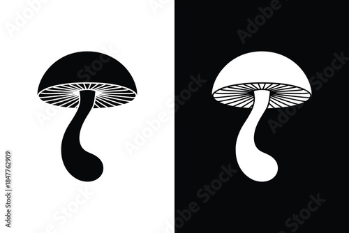 Mushroom silhouette set on clean background