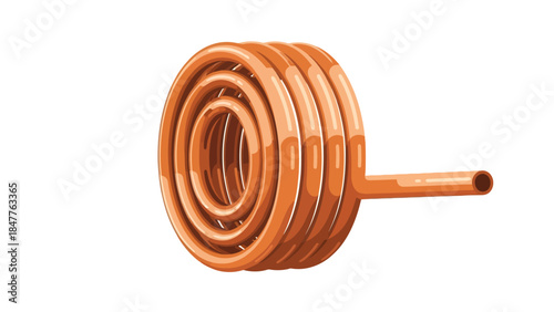 Copper coil heat exchanger with a straight pipe