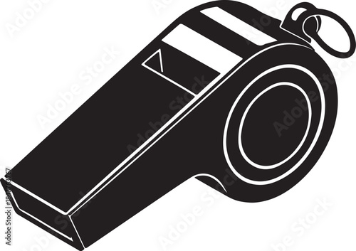 Metal whistle isolated on white background for sports referees and coaches