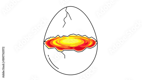 Cracked egg with swirling yolk