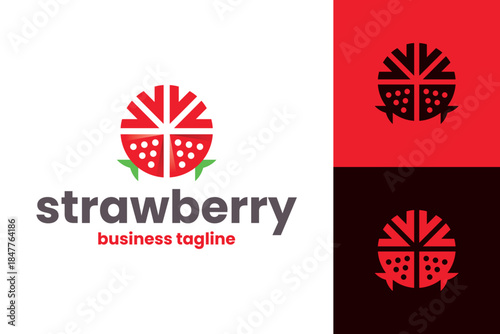 sun strawberry logo vector
