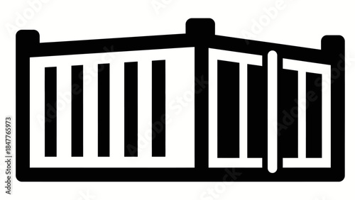 Minimalistic Black and White Line Drawing of a Modern Baby Gate or Fence for Child Safety and Home