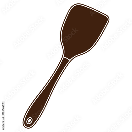 Brown wooden spatula isolated on white background kitchen utensil for cooking and baking simple design