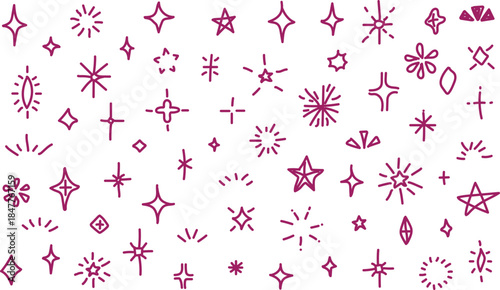 Pink Starburst Shapes on White Background