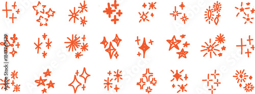 Orange Snowflakes Falling on White Background