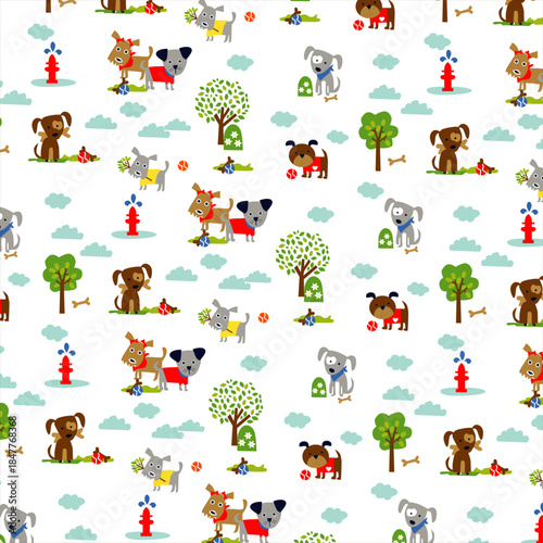little cute dog all over pattern print 