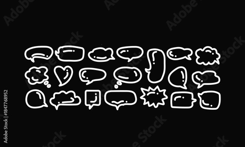 White Speech Bubbles on Black Background